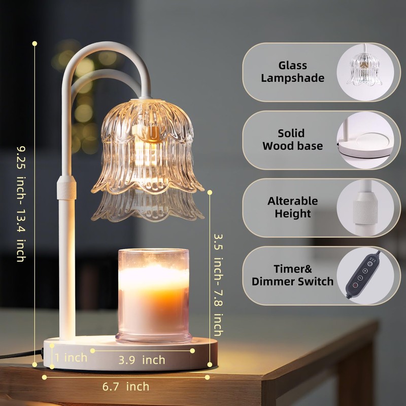 Candle Warmer Lamp with Timer: White Scented Candles Heating Lights