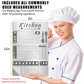Kitchen Conversion Chart Magnet for Refrigerator,Magnetic Aluminum Baking Ingredients Measurements for Baker, Vintage Kitchen Accessories Gadgets, Baking Kitchen Cooking Gifts for Women-8x12in