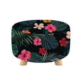 Cornasee - Funda elástica redonda otomana, funda para reposapiés, taburete de almacenamiento, protector de muebles, estilo moderno (floral, XL-redondo)