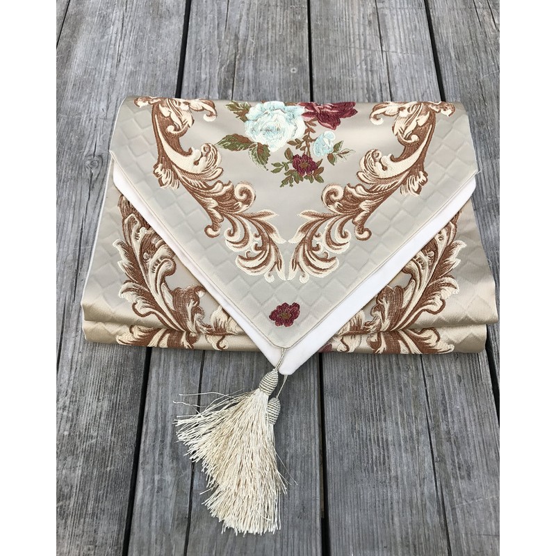 MAGILONA Home Tablecover Decorative Luxurious Cotton Linen Embroidered 3D Floral