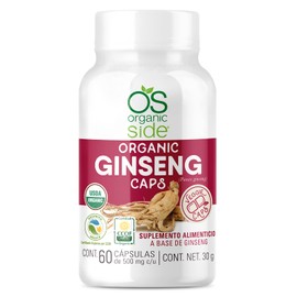 Ginseng Orgánico 60 Cápsulas Vegetales - Organic Side - Certificado USDA
