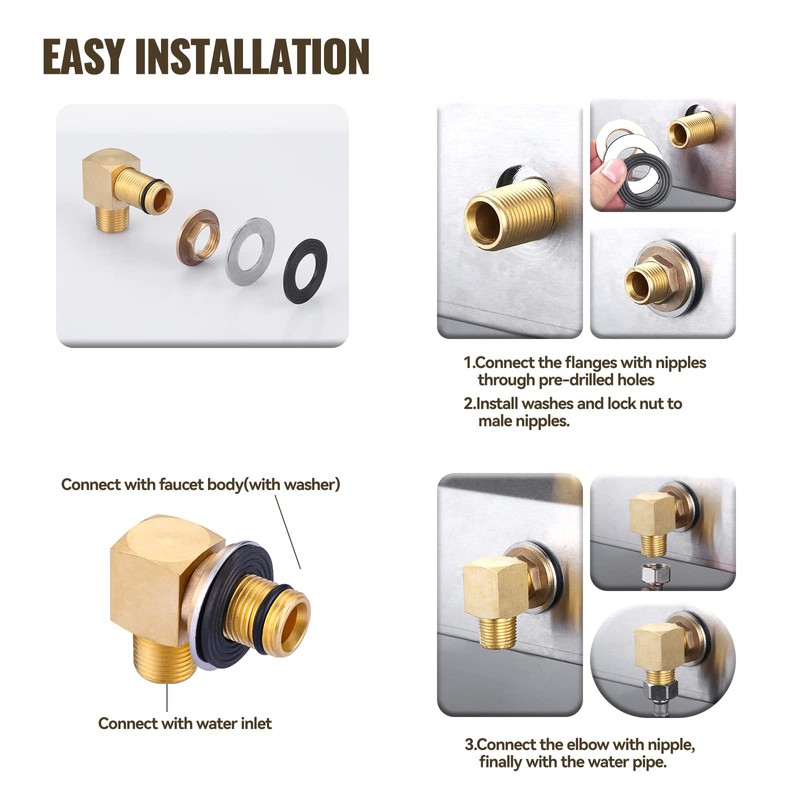 2PCS Installation Kit Commercial Faucet, iVIGA Wall Mounting Faucets Installation
