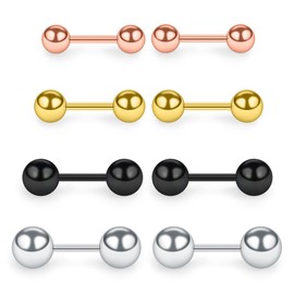 SCERRING 4 Pairs 16G 1/4" Stainless Steel Polished Ball Barbell Helix Cartilage Tragus Ear Lobe Stud Earring for Men Women 3-6mm - Mix Color