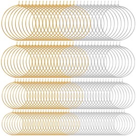 OIIKI 280PCS Earring Beading Hoops, 4 Sizes Gold/Silver Plated Hoop Earring Findings, Open Hoops, Metal Earring Rings, Round Earring Beading Decorative Accessories for DIY Jewelry Making, Parties