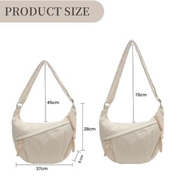Nircho Crossbody Bag Women's Shoulder Bag, Stylish Bum Bag, Women's Corduroy Bag, Casual Shoulder Bag, Moon Bag, Half Moon Handbag with Adjustable Wide Strap for Everyday, Office, School Trip, beige