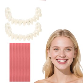 DIY Cosmetic Denture Kit with Gum Material – Full Set of Moldable Upper & Lower Decorative Teeth, Temporary Visual Smile Enhancer for Men and Women at Home