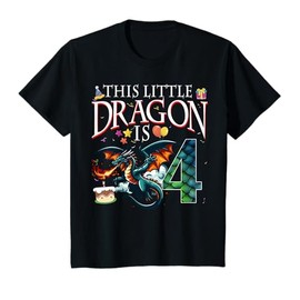 Turning 4 Years Old Birthday Boy Dragon 4th Bday Girl T-Shirt