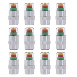 ZIMISI 12PCS Car Tire Pressure Monitor Valve Stem Caps, Tire Pressure Monitor Sensor Indicator with 3-Color Eye Alert, 2.4Bar 36PSI Valve Stem Cap for Car, Truck, SUV, Motorcycle (Silver)