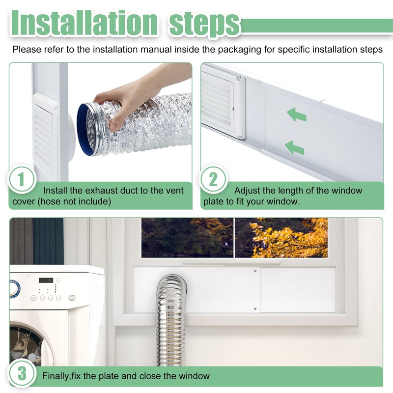 Memrita Dryer Vent Window Kit for 4" Diameter Dryer Vent
