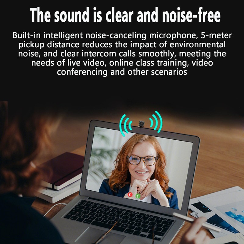 PEGATISAN Webcam HD 1080P Eye Contact Camera with Microphone 120