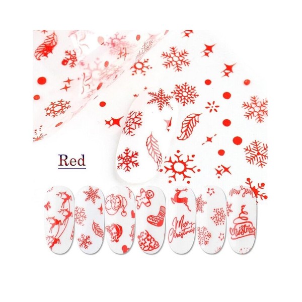 Generic Christmas Nail Foil Transfer Stickers Santa Snowflake Reindeer 10Pcs