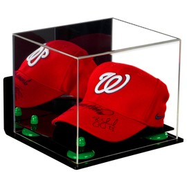 Better Display Cases Versatile Acrylic Display Case - Small Rectangle Box with Mirror, Wall Mount and Green Risers 8.75" x 7.75" x 7" (A006-GRR)