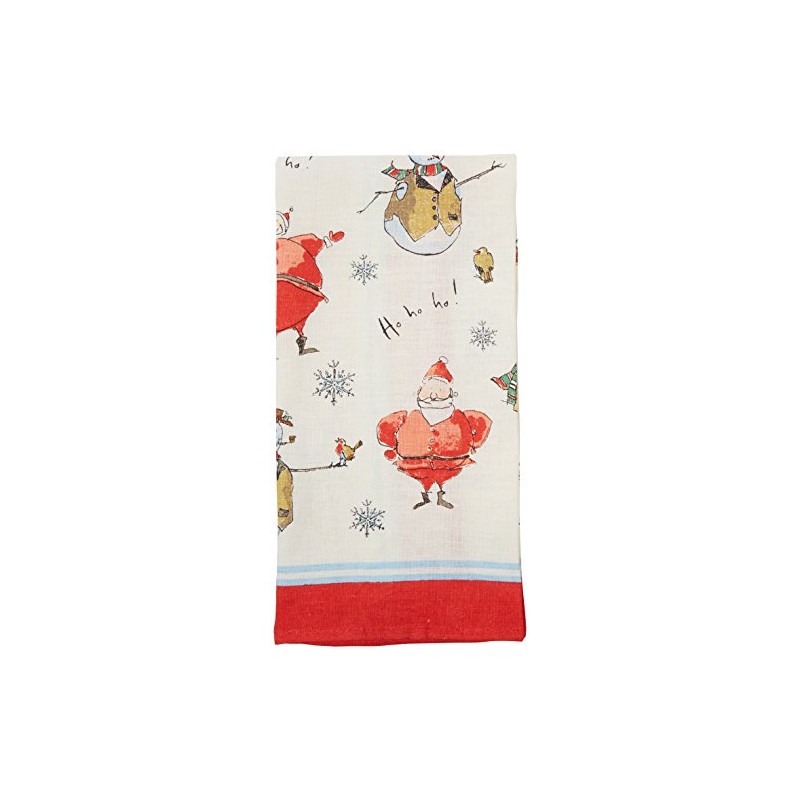MF Santa & Snowmen Linen Tea Towel