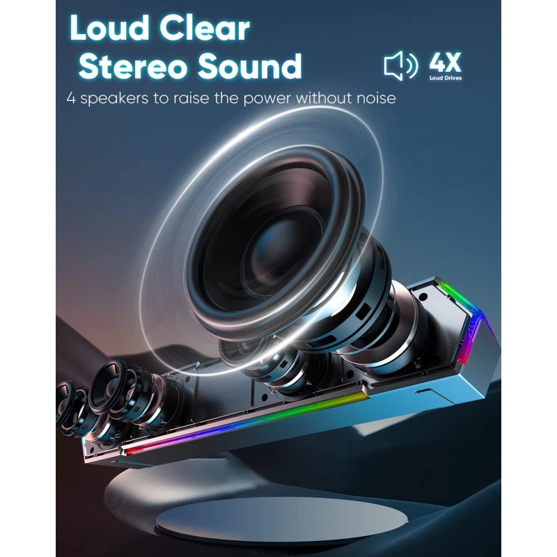 LENRUE G11 Computer Speakers for Desktop, Touch Lights PC Speakers