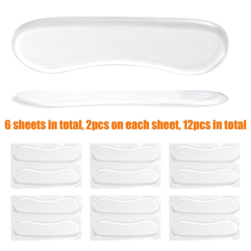 6 Pairs Sandal Strap Cushion Strips, Transparent Self-Adhesive Heel Liners