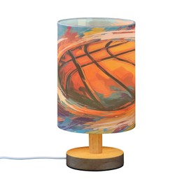 ATTX Orange Basketball Table Lamp, USB Bedside Nightstand Lamps for Bedroom Living Room Nursery