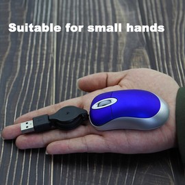 Samudgate Wired Mouse, Small Retractable Cable USB Mouse Mini Optical Mouse,1600DPI Travel Mouse for Kids, Portable Corded Mice for Laptop, Office, Home,Travel, Computer