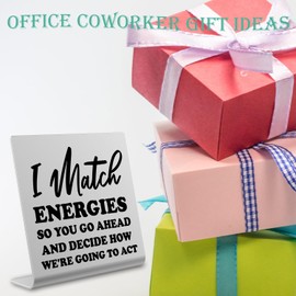 I Match Energies Office desk sign Appreciation Gifts for Leader Boss Mentor Teacher Boss Humor Leaving Card for Work Friend Farewell Gifts for Coworkers bookshelf Decor Desk Accessories DKG28