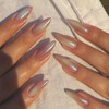 AkiliBIELY Almond Press on Nails Medium Chrome Metallic Holographic Pink