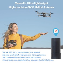 Maswell GNSS Drone Antenna Compass:B1 B2 B3 GPS:L1 L2 GLONASS:G1 G2 Galileo:E1 E5b Precise Survey Helical UAV 4 Satellites Screw SMA Ultralight Weight Antenna