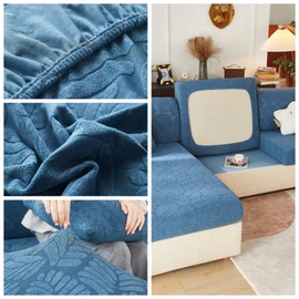 Jonuiony Universal Sofa Slipcover, Wear-Resistant Sofa Cover, L Shape Sectional Headrest Couch Covers, Sofa Head Rest Cushion Slipcovers, High Stretch Furniture Protector(Leaves Blue,Headrest Cover)