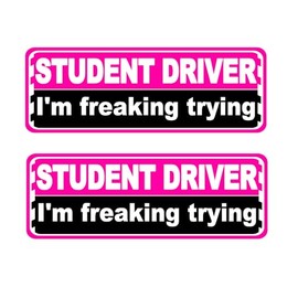Elderly Driver Car Magnet Sign, Senior Driver Car Magnet, Please Be Patient Sign to Old Grandma and Grandpa, Gag Prank Gifts for Women, Men (Pink- 2 Pack)