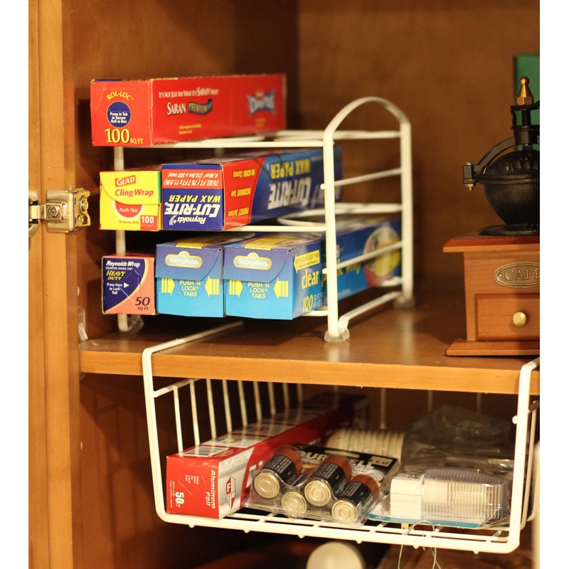 Deco Brothers Wrap Organizer Rack for Kitchen Cabinet, White (Small/Standard,