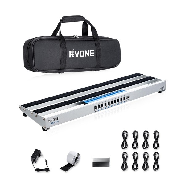 RVONE Guitar Pedal Board with Built-in Power Supply, Aluminum Alloy