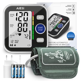 AIESI® Upper Arm Blood Pressure Monitor Automatic Digital Professional for Adults A6, 120 Reminders, Network Adapter and USB, 24 Months Warranty