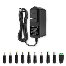 24V 0.5A Power Supply 100-240 50/60Hz AC to DC 24V Power Cord Adapter, 24Volt 500mA Universal Transformer, 5.5mm x 2.5mm Plug & 10 Tips