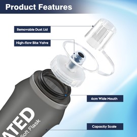 SLUXKE Foldable Water Bottle, 3 Pack, Collapsible Water Bottle, TPU Soft Flask, 750 ml, Portable Sports Water Bottle, BPA-Free, for Hiking, Jogging, Camping, Fitness, Cycling, Climbing