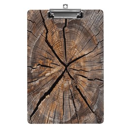 Acrylic A4 Letter Size Clipboards,Tree Stump Wood Grain Decorative Clip Board Profile Clip for Teacher,Nurse,Doctor,Office Standard Size 12.5 X 9 Inches