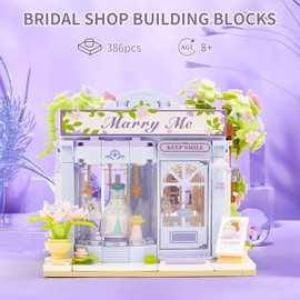 Oichy Bridal Shop Building Toys Romantic City Street View Building Blocks Decorative Modular Tree House Brick Sets for Children Teens Adults (386pcs)