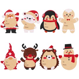 FINGOOO 120 Pcs Christmas Gift Tag Stickers, Kraft Paper Christmas Name Tags Label Stickers Self Adhesive for Xmas Holiday Present Wrap