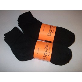 Davido Mens socks ankle / quarter 100% cotton made in Italy 6 pairs black 13-15