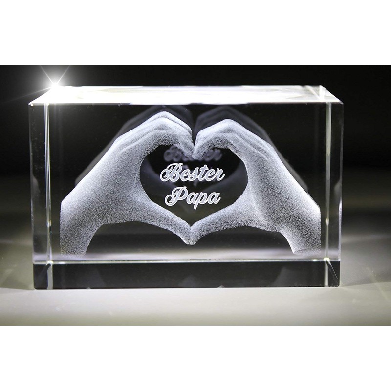 VIP-LASER 3D Glass Crystal with Engraving I Heart in Two