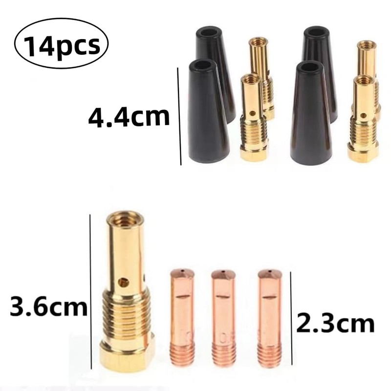 14 Pcs Flux Core Gasless Nozzle Tips Kit, 0.9mm Heat