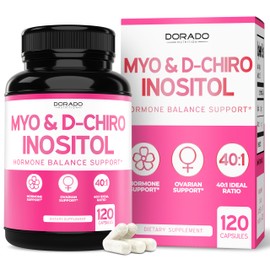 Myo-Inositol & D-Chiro Inositol Supplement for Women (120 Capsules, 2050mg Per Serving Ideal 40:1 Ratio Myo Inositol) Hormone Balance for Women - Third Party Tested, Vegan Safe & USA Made - 120 Count