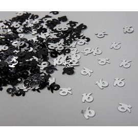 14g Black & Silver 16th Birthday Confetti Foil Metallic Glitz Table Scatter Sprinkles Age Bday Party Decorations