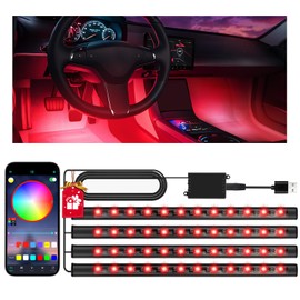 Zdovivot Led Auto Innenraumbeleuchtung, Ambientebeleuchtung Auto, Zubehör Innenraum, Geschenke für Männer Frauen, USB- APP Steuerung und 16 Millionen Farben, 5V