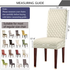 LANSHENG Dining Chair Covers Set of 4, Stretch Dining Chair Protector Slipcovers Jacquard, Elastic Removable Washable Chair Seat Cover for Dining Room Kitchen Banquet Restaurant Home, Beige