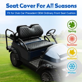 NOKINS Golf Cart Diamond Seat Covers Kit, Fit for Club Car Precedent OEM Standard Front Seat Cushion, No Nails Required & Easy to Clean, Breathable Vinyl Seat Covers (Black&Black Stitching)