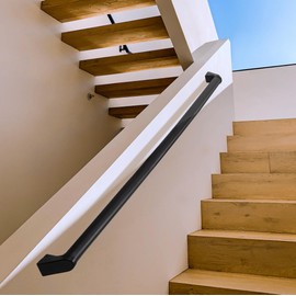 Handrails for Indoor Stairs,Railings，Outdoor Stairs Handrail，Modern Aluminum Handrail Set, Wall Mounted，Wall Return Bracket More Safety, Rust Free. (Matte Black, 3 FT)