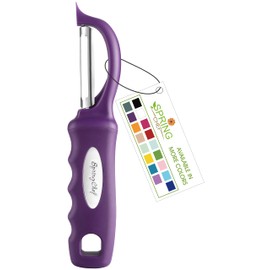 Spring Chef Professional Purple Swivel Vegetable Peeler for Kitchen, Stainless Steel Potato Peeler with Soft Grip Handle, Perfect For Veggie, Fruit, Carrot, Apple, Cucumber - Dishwasher Safe