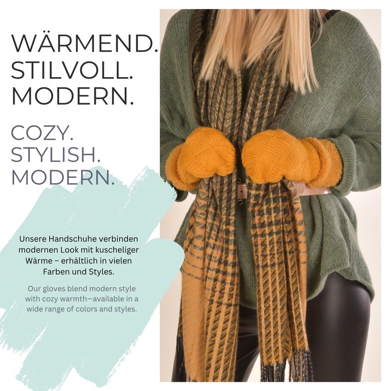 styleBREAKER 09010031 Women's Warm Winter Knitted Mittens, Gloves with Diamond