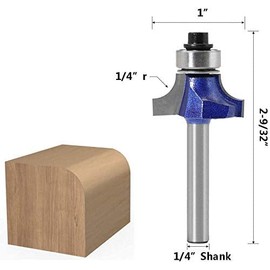 Yakamoz 1/4”Shank 4pcs Round Over Router Bit Tungsten Carbide Roundover Edging Router Bit Set Corner Beading Bit 1/8", 5/32", 3/16", 1/4" Radius