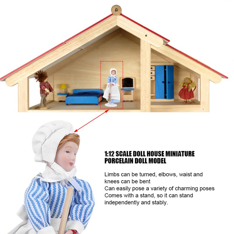 Dollhouse Miniature Porcelain Doll Model Ornament Doll Chef Man Servant