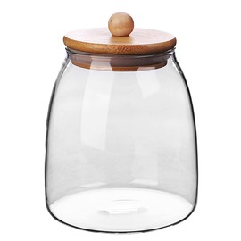 Mozacona Glass Food Storage Container Candy Dish Spice Jar with Seal Wooden Lid