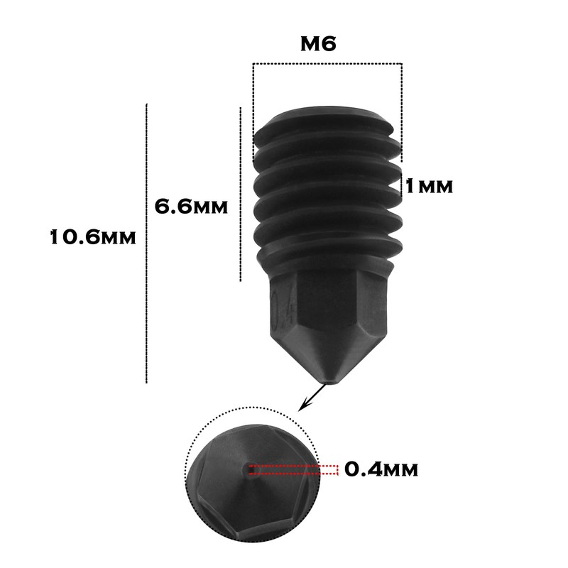 ECSiNG 0.4 mm Hardened Steel Nozzles Compatible with Bambu Lab