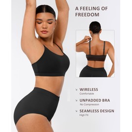 FeelinGirl Seamless Bras Wireless Bralettes for Women: No Underwire Comfort Buttery Soft Everyday Bras, Black, L